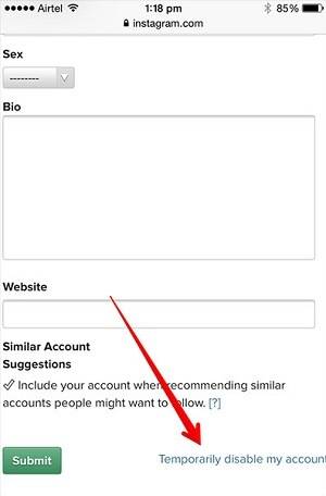 How to temporarily disable an Instagram account