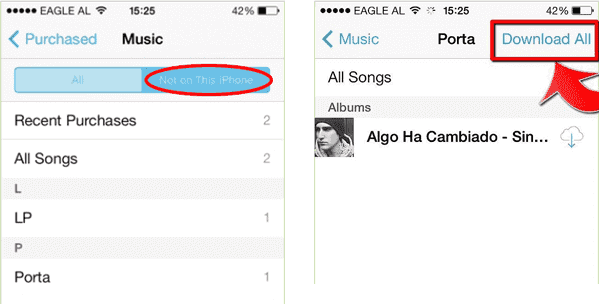 Get music from iCloud to iPhone via iTunes Store