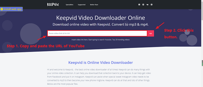 Download Videos via KeepVid