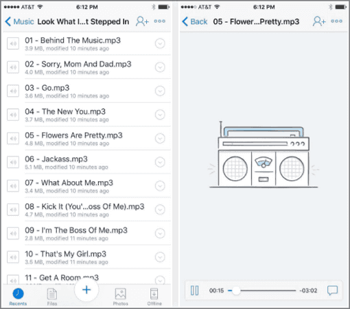 Dropbox music player