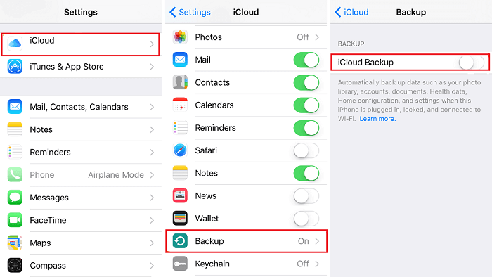 Enable iCloud backup