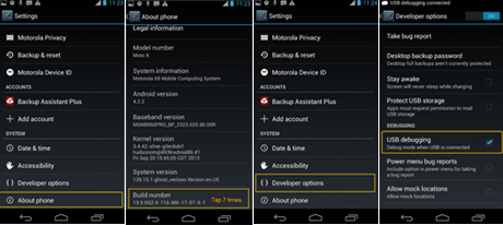 enable USB debugging on Android 4.2 or newer.