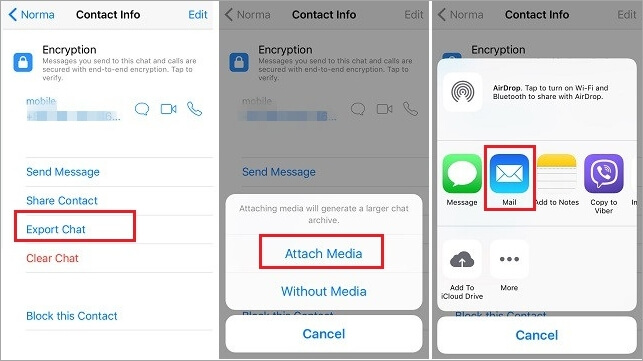 How to export WhatsApp chats via email
