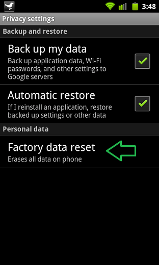 factory reset android