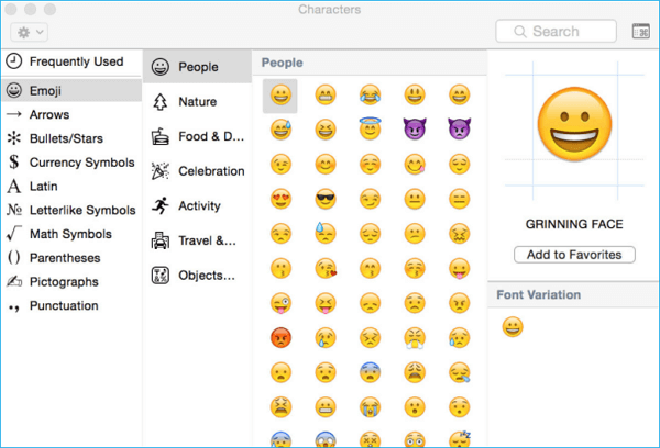 how to use emojis on mac