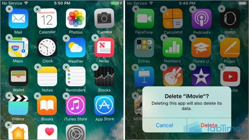 delete apps on iPhone 8 from home screen