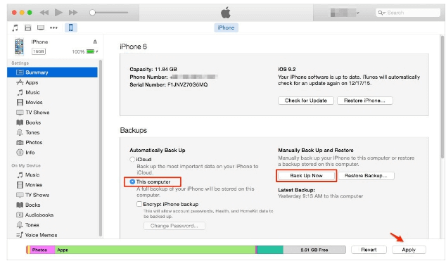 How to transfer text messages from iPhone to computer with iTunes