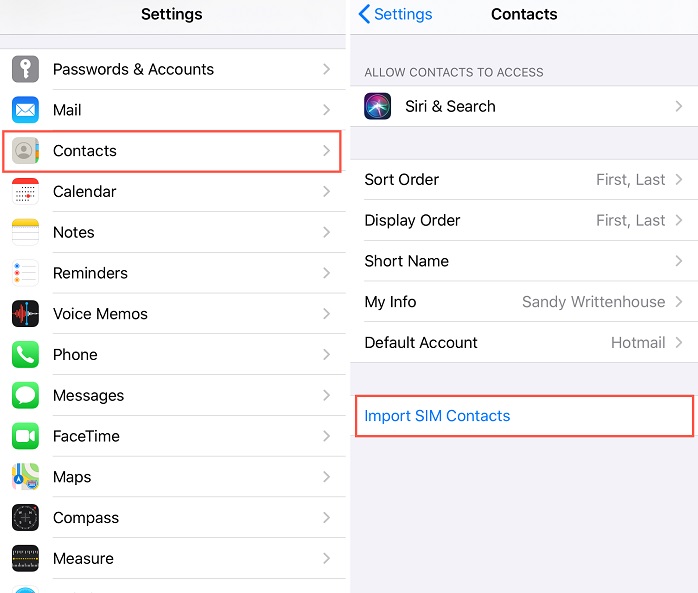 Import contacts to iPhone