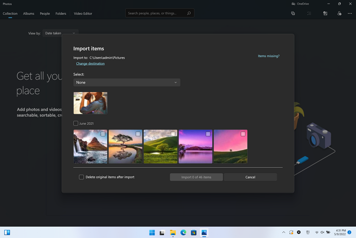 Import photos to Windows 8 with Photos