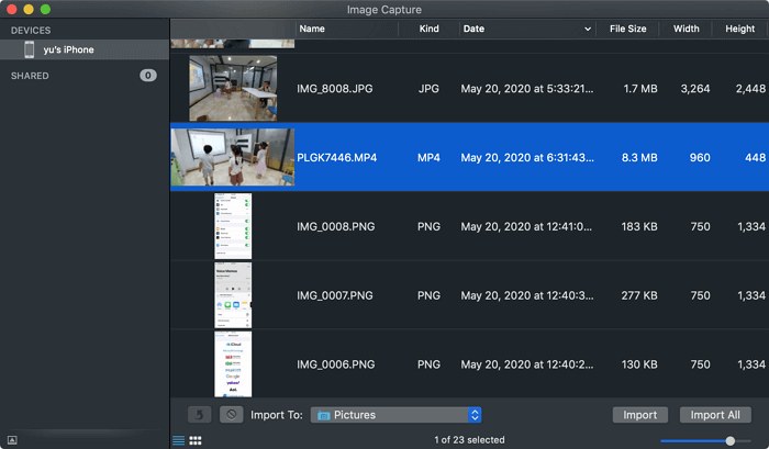 How to import videos from iPhone to Mac via Image Capture