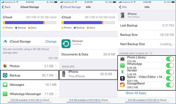 back up iPhone with iCloud in iOS 11