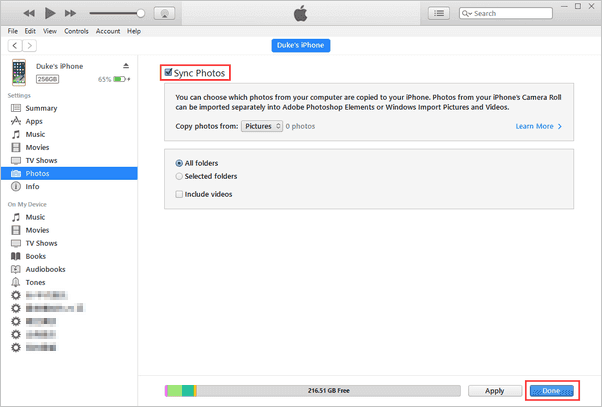Sync Photos to iPhone via iTunes