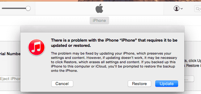 Factory reset iPhone with iTunes