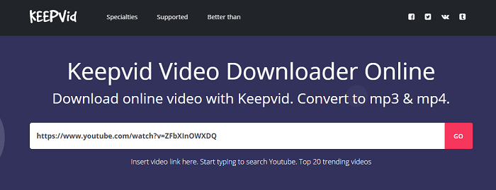 Keepvid - convert Dailymotion videos to MP3 online