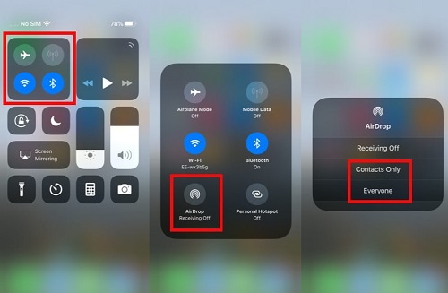 Turn on AirDrop on iPhone