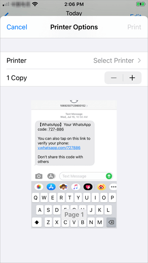 How to print text messages from iPhone by taking screenshots