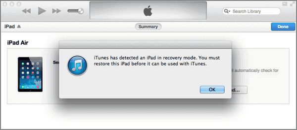 fix iPad stuck in recovery mode with iTunes restore