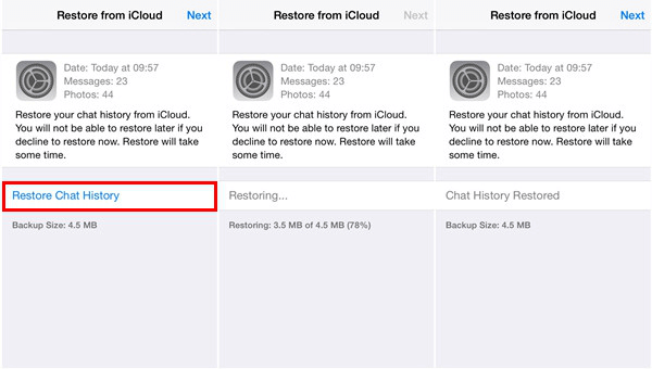 Restore WhatsApp from iCloud