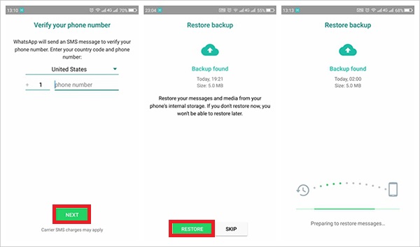 Restore WhatsApp Backup to Android