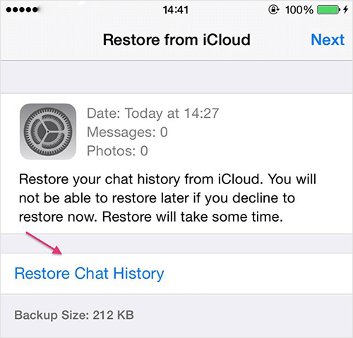Restore WhatsApp Chat from iCloud