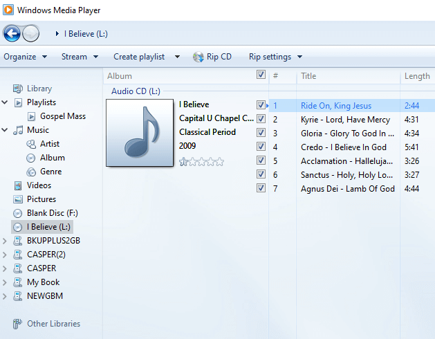 Rip a CD with Windows Media Player