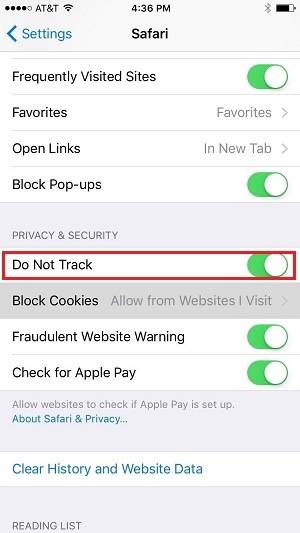 How to turn on Do Not Track in Safari on iPhone