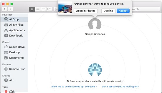 send iPhone picture to mac via airdrop