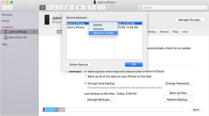 Move iPhone backup to external hard drive on Mac
