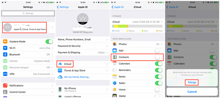 sync-contacts-from-iPhone-to-iPhone-via-iCloud-syncing