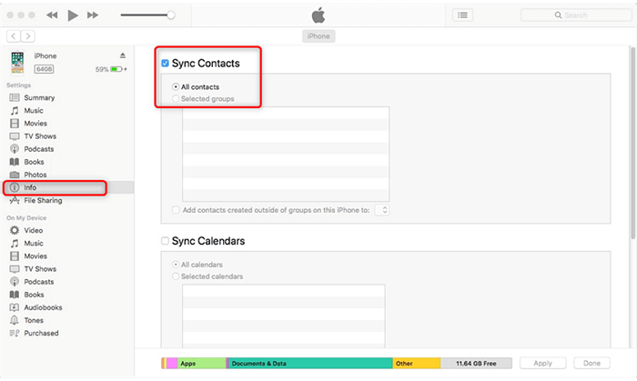 Sync contacts from a Mac to iPhone