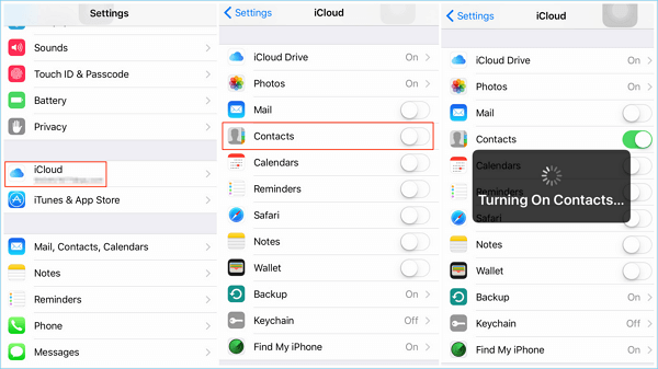 Sync iPhone contacts to iCloud