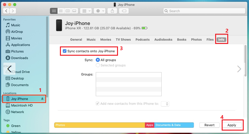 Sync iPhone Conacts via Finder