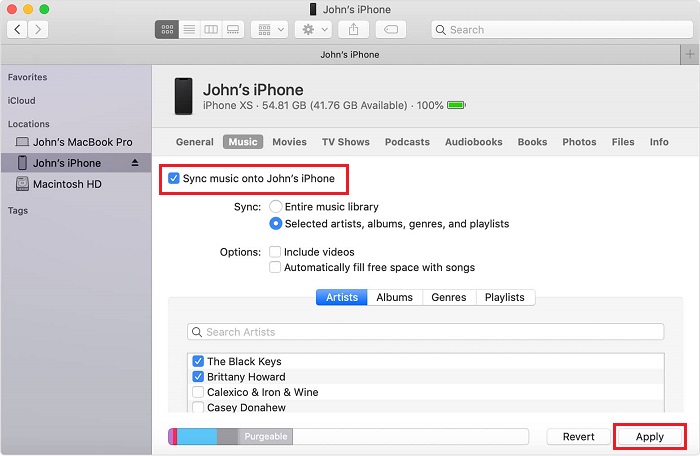Sync Music between Mac and iPhone via Finder