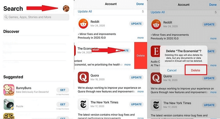 Uninstall Apps on iPhone from App Store