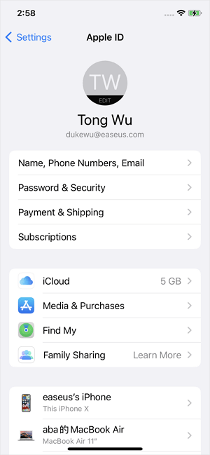 Go to iCloud