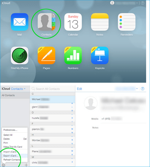 how to transfer contacts from iCloud to Android - step 1