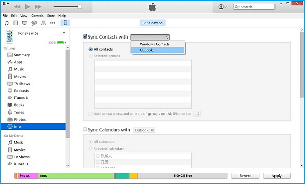 Transfer contacts from iTunes to iPhone