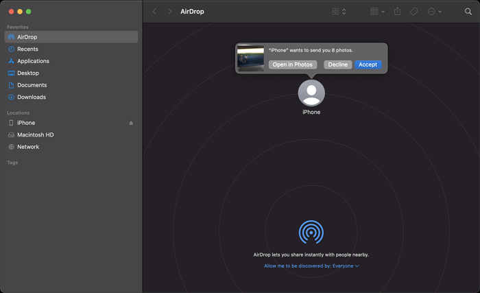 Send photos with AirDrop