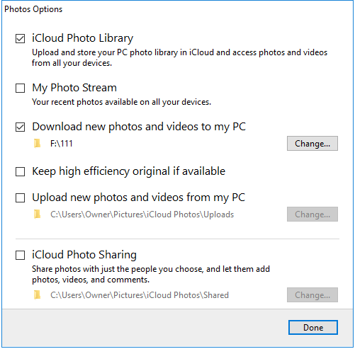 Turn on iCloud Photo Library on Windows
