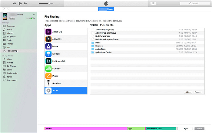 Transfer files from iPhone to Windows via File Sharing