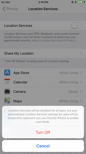 How to turn off location services on iPhone 8/8 Plus/X - Tip 2