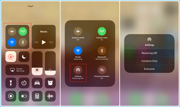 turn on airdrop in control center in ios 11