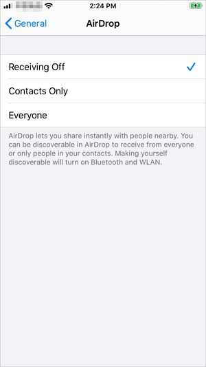 How to turn on AirDrop on iPhone via Settings