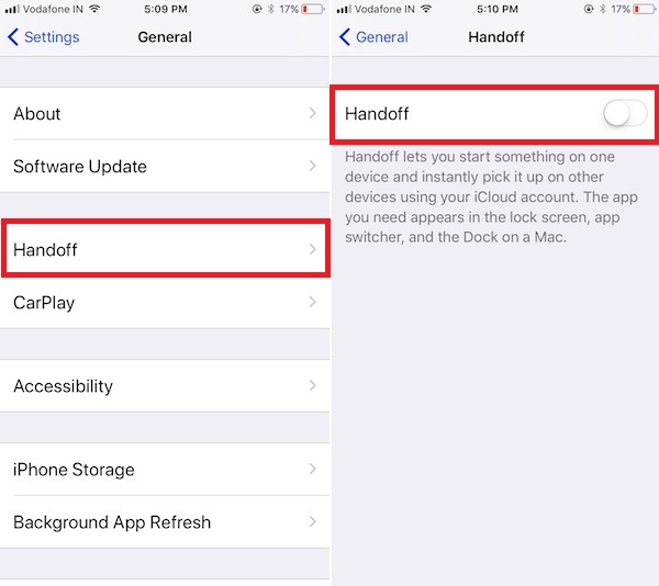 Turn on Handoff on iPhone