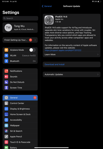 Update to the lastest version of iPadOS on iPad