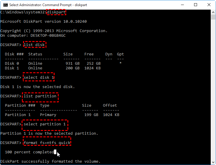 formatting 4k drive to ntfs using cmd