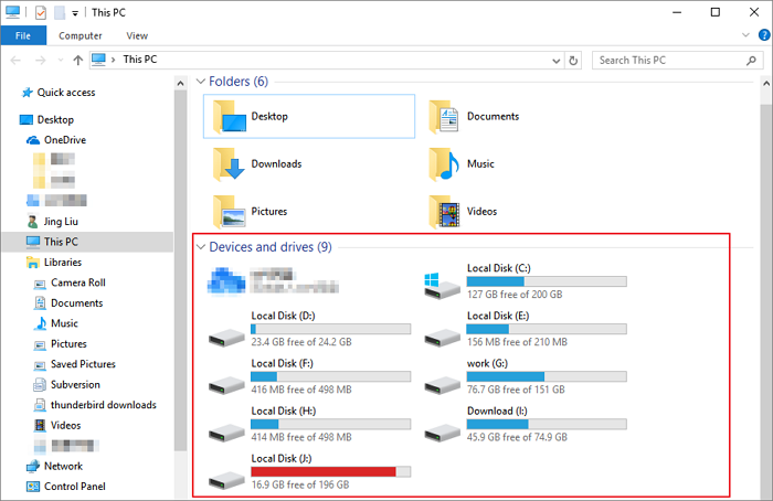 view partitions in windows explorer