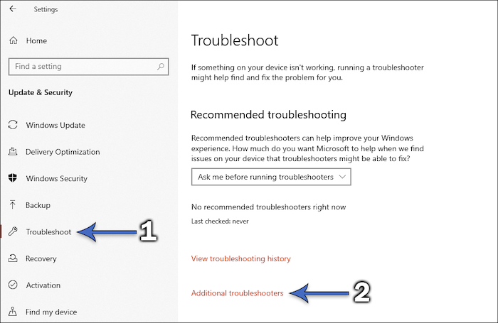 additional troubleshooters in troubleshoot