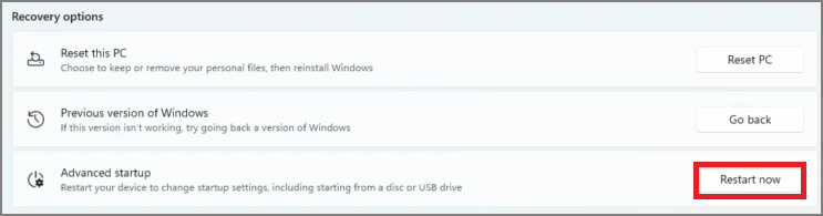 advanced startup windows 11