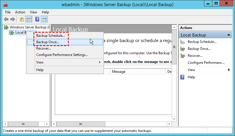 Select to backup Windows Server